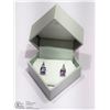 Image 2 : 8) STERLING SILVER AMETHYST & DIAMOND EARRINGS