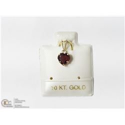 9) 10K GOLD GENUINE GARNET & WHITE TOPAZ PENDANT
