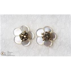 11) 14K 2-IN-1 DIAMOND & MOTHER OF PEARL EARRINGS