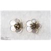 Image 1 : 11) 14K 2-IN-1 DIAMOND & MOTHER OF PEARL EARRINGS