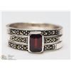 Image 2 : 14) STERLING SILVER GARNET AND MARCASITE RING