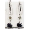Image 1 : 19) 14K GOLD BLACK & WHITE DIAMOND HOOP EARRINGS
