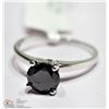 Image 2 : 21) 10K GOLD BLACK DIAMOND SOLITAIRE RING