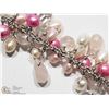 Image 1 : 22) STERLING SILVER PEARL & ROSE QUARTZ BRACELET