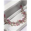 Image 3 : 22) STERLING SILVER PEARL & ROSE QUARTZ BRACELET