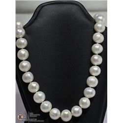 23) GENUINE PEARL NECKLACE W/ ST. SILVER CLASP