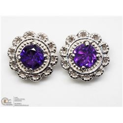 24) STERLING SILVER AMETHYST 2-IN-1 EARRINGS