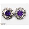 Image 1 : 24) STERLING SILVER AMETHYST 2-IN-1 EARRINGS