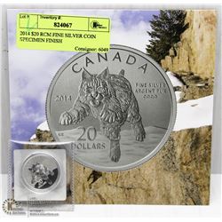 2014 $20 RCM FINE SILVER COIN SPECIMEN FINISH