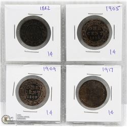 SET OF 4 CANADIAN PENNIES.