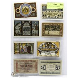 8 GERMAN FIRST WORLD WAR MONEY