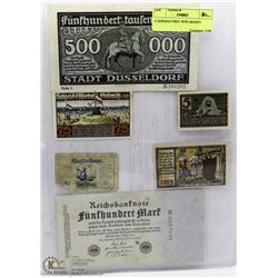 6 GERMAN FIRST WORLD WAR MONEY