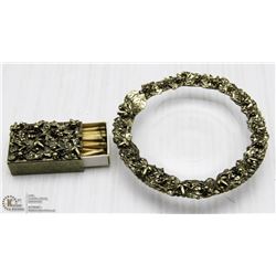 VINTAGE GOLDTONE RIMMED ASHTRAY & COORDINATING