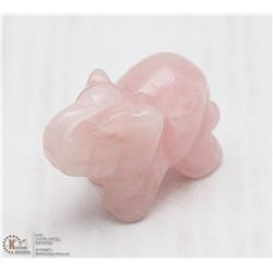 #98-GENUINE PINK QUARTZ CARVED ELEPHANT CRYSTAL