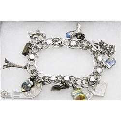 ESTATE STERLING SILVER CHARM BRACELET W/ VARIOUS