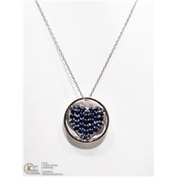 28) STERLING SILVER CRYSTAL HEART PENDANT W/CHAIN