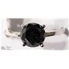 Image 1 : 29) 10K GOLD BLACK DIAMOND SOLITAIRE RING
