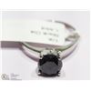 Image 2 : 29) 10K GOLD BLACK DIAMOND SOLITAIRE RING
