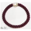 Image 1 : 30) STERLING SILVER GARNET & PEARL BRACELET