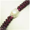 Image 2 : 30) STERLING SILVER GARNET & PEARL BRACELET