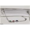Image 1 : 32) ST. SILVER RUBY, SAPPHIRE & EMERALD BRACELET