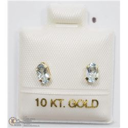 33) 10K GOLD GENUINE AQUAMARINE EARRINGS