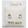 Image 1 : 33) 10K GOLD GENUINE AQUAMARINE EARRINGS