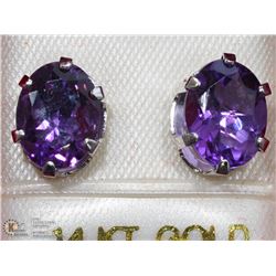 35) 14K GOLD GENUINE AMETHYST EARRINGS