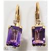 Image 1 : 39) 14K GOLD GENUINE AMETHYST & DIAMOND EARRINGS