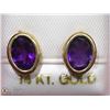 Image 1 : 40) 14K GOLD GENUINE AMETHYST EARRINGS