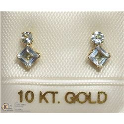 42) 10K GOLD GENUINE AQUAMARINE EARRINGS