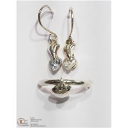 43) STERLING SILVER CZ HEART EARRINGS & RING