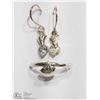Image 1 : 43) STERLING SILVER CZ HEART EARRINGS & RING