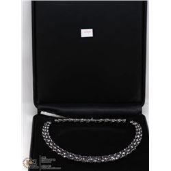 44) STERLING SILVER 647 BLUE SAPPHIRE NECKLACE