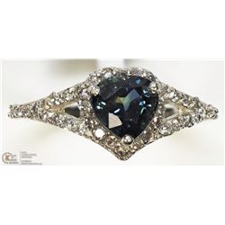 45) 14K GOLD HEART SAPPHIRE & 40 DIAMOND RING