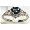 Image 2 : 45) 14K GOLD HEART SAPPHIRE & 40 DIAMOND RING