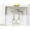 Image 3 : 47) 10K GOLD GREEN AMETHYST DROP HOOP EARRINGS