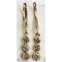 48) 10K GOLD JOURNEY STYLE EARRINGS W/ 6 DIAMONDS