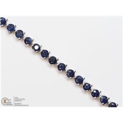49) STERLING SILVER 37 SAPPHIRE TENNIS BRACELET