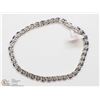 Image 2 : 49) STERLING SILVER 37 SAPPHIRE TENNIS BRACELET