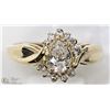 Image 1 : 50) 10K YELLOW GOLD DIAMOND HALO RING