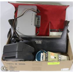 LOT OF 2 POLAROID CAMERAS, FLASH AND FLASHCUBES