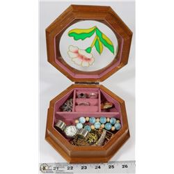 WOOD PAINTED GLASS TOP OCTAGON