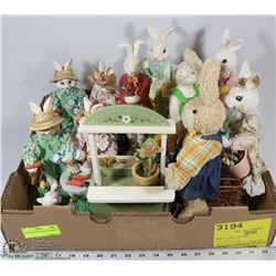 FLAT OF RESIN RABBIT ORNAMENTS