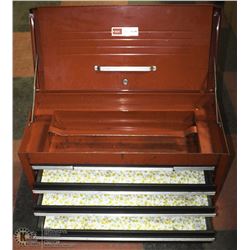 CRAFTSMAN RED METAL TOOLBOX, FLIP TOP WITH 6