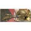 Image 1 : 5PC BRASS FIREPLACE TOOLS & 4 HAMMERED BRASS WALL