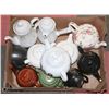 Image 1 : BOX OF ASSORTED TEA POTS.