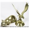 Image 1 : BRASS SET OF EAGLE 9" TALL  AND CAT 9" LONG