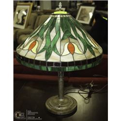 TIFFANY STYLE STAINED GLASS LAMP (FLORAL) 26" HIGH