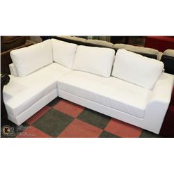 NEW WHITE LEATHERETTE 'L' SHAPE SECTIONAL
